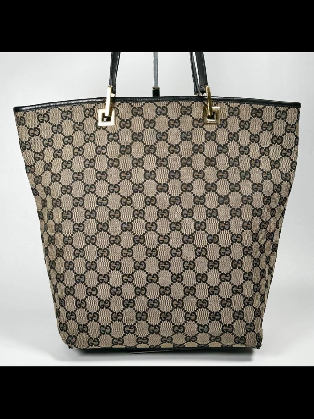 Gucci Monogram Canvas Tote Bag in Beige/Black